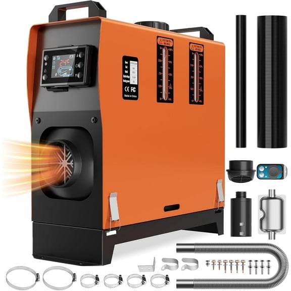 Diesel Heater 12V 8kw, All in One Portable Diesel Heater with 5L Fuel Tank, Remote Control & LCD Monitor, Fast Heating Parking Heater for Car RV Truck Tent Garage Camper