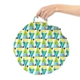 thumbnail image 2 of Geometric Round Floor Cushion with Handle, Contemporary Tribal Inspired Vertical Triangles, Decorative Pillow for Living Room & Dorms, 18" Round, Sea Blue Yellow, by Ambesonne, 2 of 4