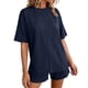 thumbnail image 2 of TaTaai Women's Summer Lounge Set Short Sleeve Round Neck T-Shirt and Elastic Waist Shorts Solid Color Matching Two Piece with Pockets for Comfortable Daily Wear Gift, 2 of 7