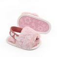 thumbnail image 3 of Baby Girls Warm Fuzzy Slipper Plush Sandals Soft Sole Faux Fur Flats Toddler Prewalker Slipper Elastic Back Strap, 3 of 7