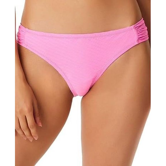 Jessica Simpson Women's Pretty in Pique Side-Shirred Bikini Bottoms (Femme, Large)