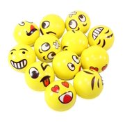 Set of 12 Assorrted Big Happy Face Funny Hand Wrist Finger Exercise Stress Relief Therapy Squeeze Ball New