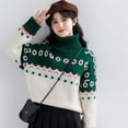 thumbnail image 4 of Suéter de cuello alto de Navidad para mujer, estilo coreano, igual que los jerséis de celebridades de Internet, suéteres femeninos dulces, ropa de otoño e invierno, 4 of 4