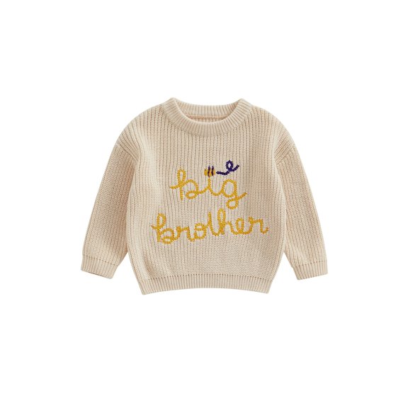 Wassery Baby Girls Boys Sweater Long Sleeve Crew Neck Letters Print Knitted Sweater Newborn Warm Knit Pullover Sweater Infant Fall Winter Clothes 6M-24M