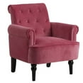 thumbnail image 5 of Elegant Button Tufted Club Chair Accent Armchairs Roll Arm Living Room Cushion with Wooden Legs, Rosewood Velvet, 5 of 9