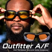 Global Vision Eyewear Outfitter Safety Glasses with Matte Black Frames and Anti-Fog Driving Mirror Lenses