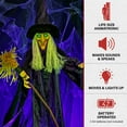 thumbnail image 4 of Haunted Hill Farm Life-Size Animated Talking Witch w/ Broomstick, 6 ft Halloween Decoration, HHWITCH-5FLSA, 4 of 15