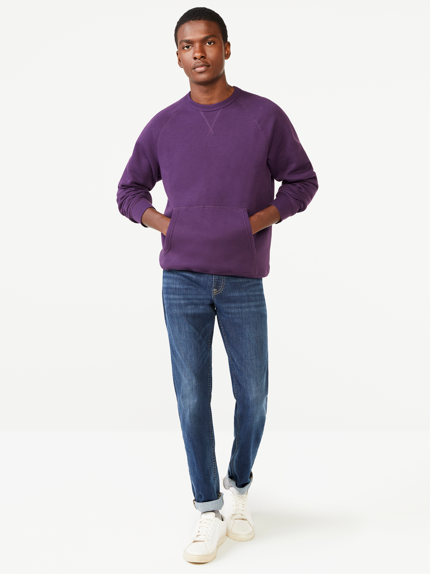 Free Assembly Men's Pullover Sweatshirt with Raglan Sleeves