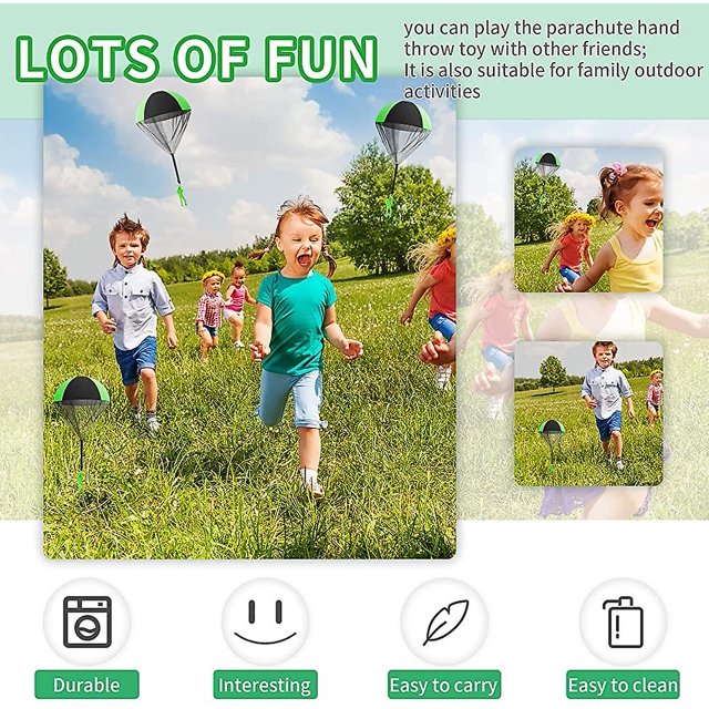Paracaídas Soldados de juguete Lanzar a mano Ejército Hombres Juguetes Paracaídas Lanzar a mano Juguete Enredos Juguetes voladores al aire libre para niños y niñas. verde negro