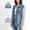 A-Gray, variant on Military-Style Denim Jacket Stand-Up Collar Double-Breasted Epaulets Cropped Casual Jean Tops Blue S