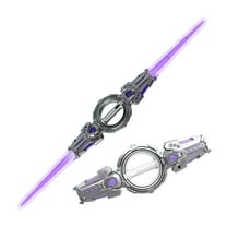 Special Effects Flash Duel Laser Sword, Flaming Spinning Dual-Blade Lightsaber, 7-Color Light-Up War Toy, Cool Role-Play Costume Party Decor Christmas Birthday Gift(Purple)