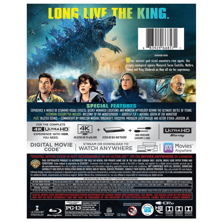 Warner Bros Godzilla: King of the Monsters - 4K Ultra HD + Blu-ray