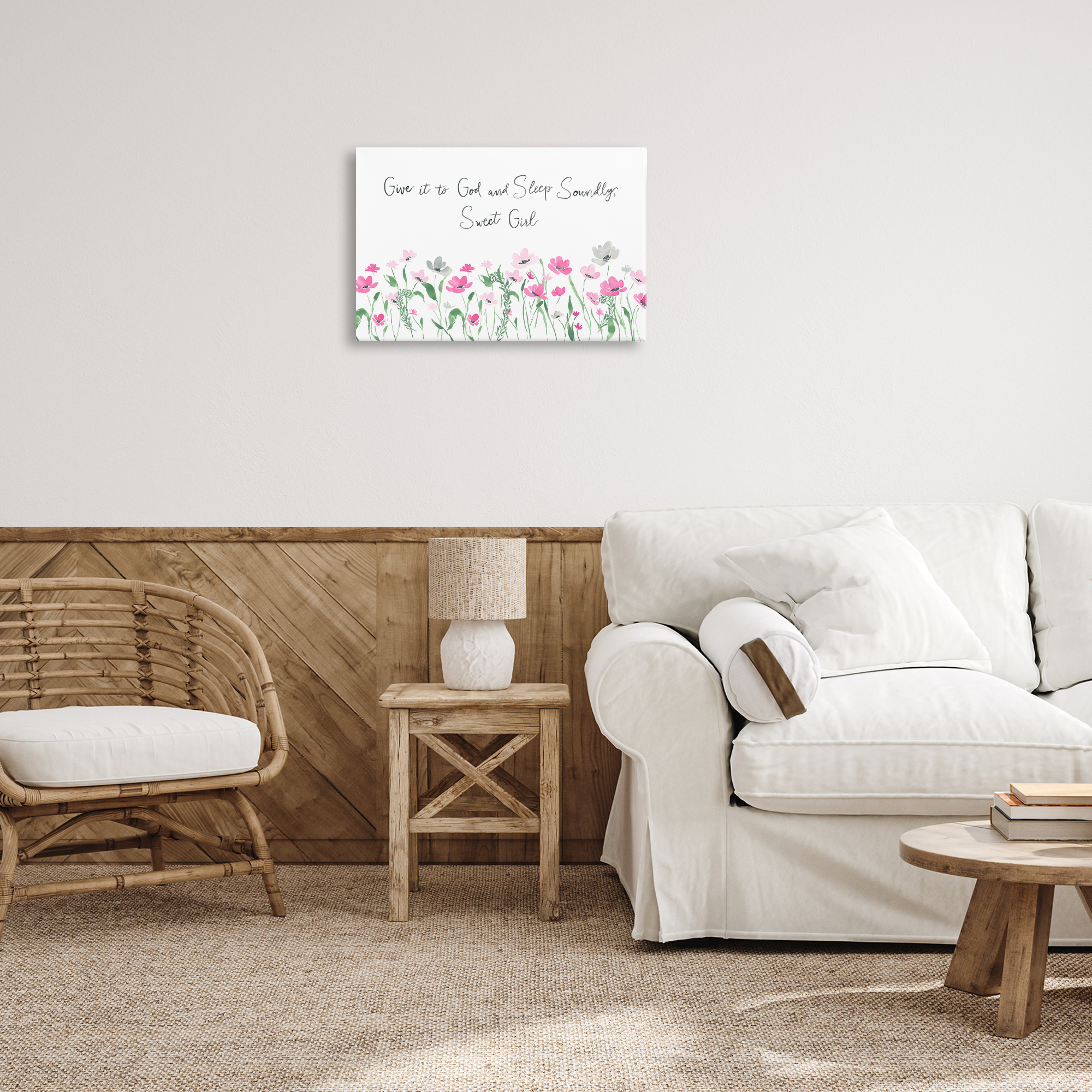 Stupell Industries Sleep Soundly Sweet Girl Plants & Flowers Painting Wrapped Canvas Art Print Wall Art, 24 x 16