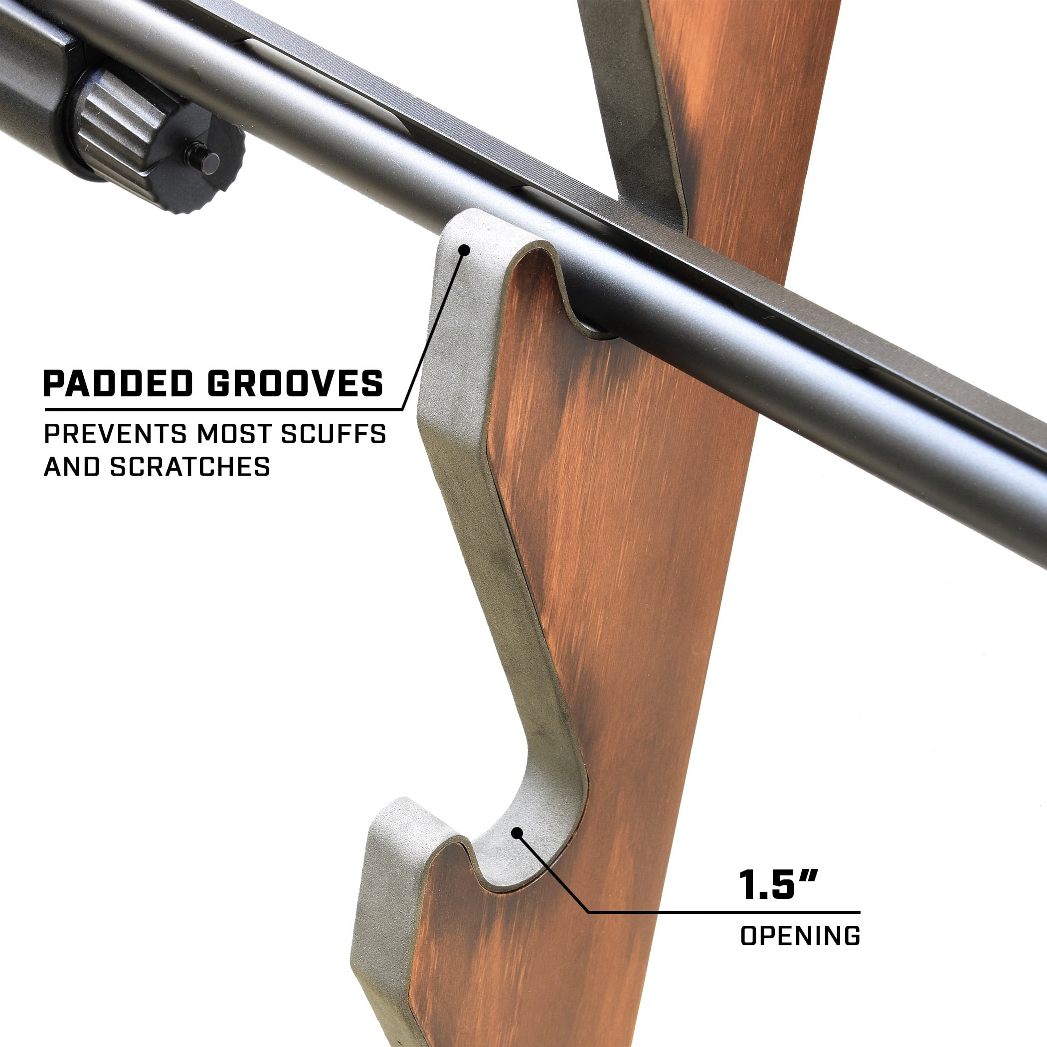 GoSports Outdoors Wall Mounted Firearm Display Rack with Premium Wood Stain - Holds 5 Rifles or Shotguns
