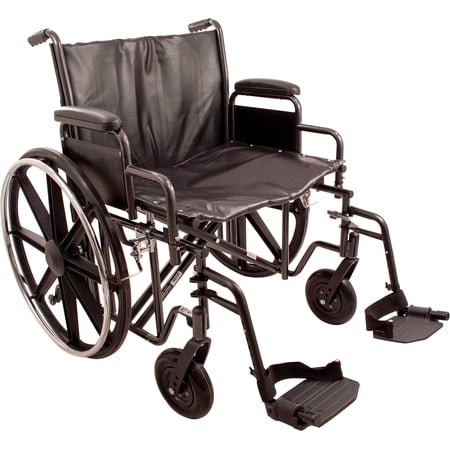 Carex Steel Bariatric Wheelchair, 24" Wheels, Comes with Swing-Away Legrests, 600 lb Weight Capacity