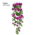 thumbnail image 1 of Guirnalda de rosas artificiales, simulación de flores, vid, decoración floral, colgante de pared, plástico, flor falsa, ratán, púrpura kenally HA8441-05B, 1 of 6