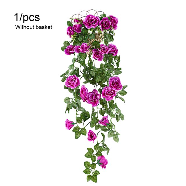Guirnalda de rosas artificiales, simulación de flores, vid, decoración floral, colgante de pared, plástico, flor falsa, ratán, púrpura kenally HA8441-05B