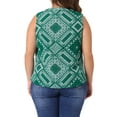 thumbnail image 3 of Plus Size Top for Women Sleeveless Floral Print V Neck Tunic Tank Tops Blouse Shirts 1X Green, 3 of 6