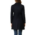thumbnail image 3 of Abrigo de invierno para mujer INSPIRE CHIC, con solapa muestrera, doble botonadura, color azul oscuro, talla M, 3 of 6