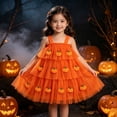 thumbnail image 6 of Otqutp Toddler Girls Halloween Dress Spaghetti Strap Star Glitter Skirt Pumpkin Tulle Dress Kids Fall Sleeveless Tank Dresses, 6 of 6