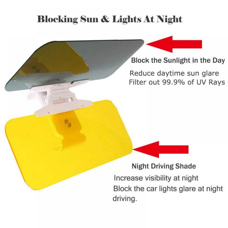 TINKER Car Visor, Day and Night Anti-Glare Visor, 2 in 1 Automobile Sun Anti -UV Block Visor, Non Glare Anti-Dazzle Sunshade Mirror Goggles Shield for  Driving Goggles 