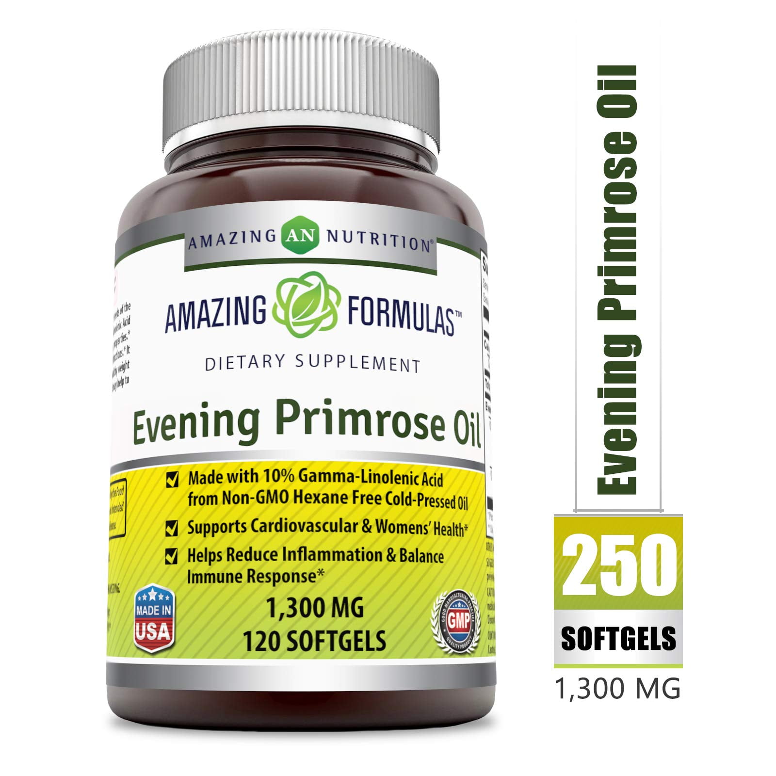 Amazing Formulas Evening Primrose Oil with 10% GLA 1300 Mg 120 Softgels