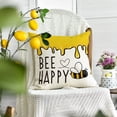 thumbnail image 2 of Sm:)e Be Happy Bee Decor Pillow Covers for Summer Set of 4, 18 x 18 Inch, Yellow, 2 of 7