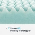 Mellow 3" 5Zone Cooling Gel Memory Foam Mattress Topper, Twin