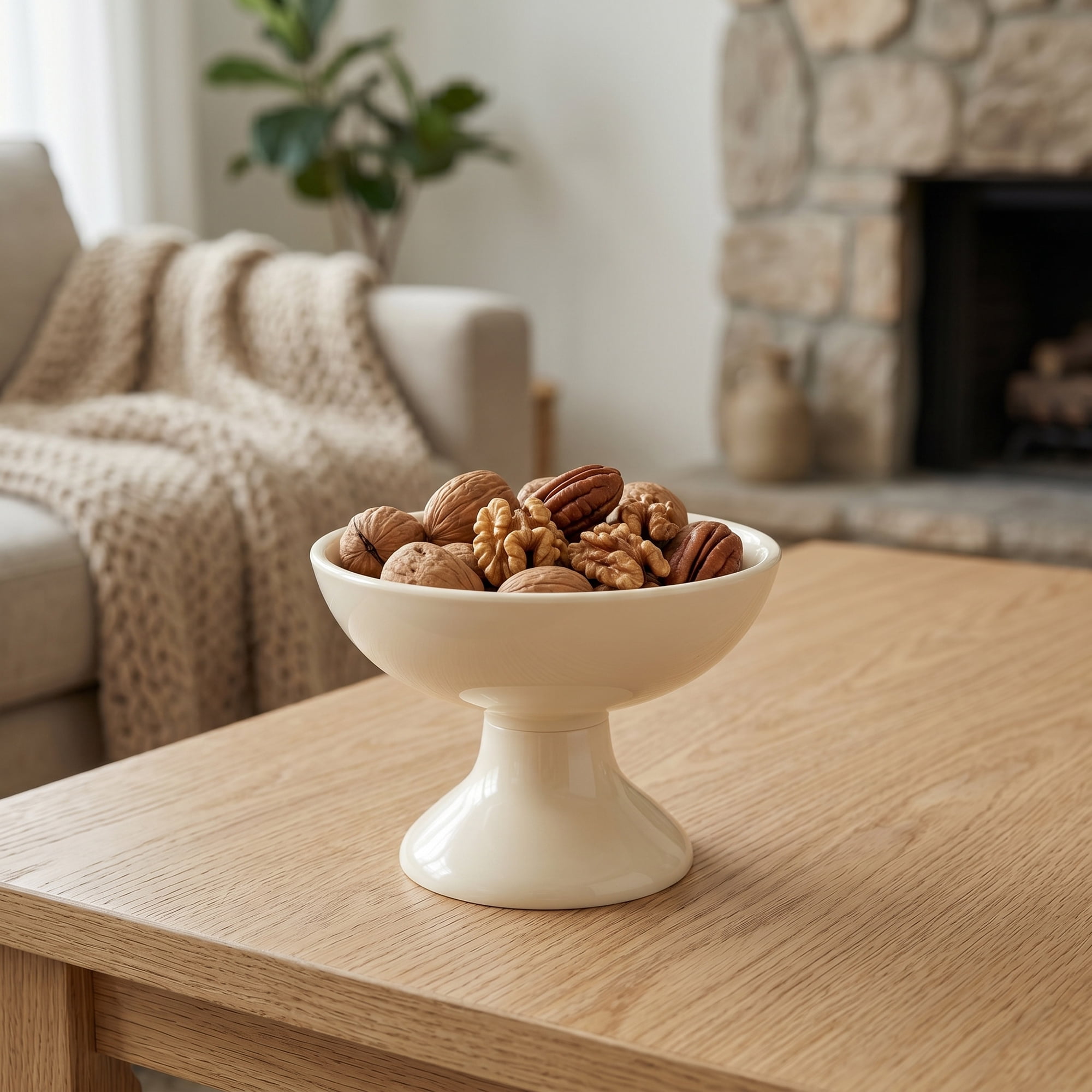 Unique Bargains Modern Fluted Decorative Scalloped Pedestal Bowl White 5.9" x 5.9" x 4"