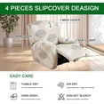 thumbnail image 4 of CHUNTIAN Recliner Chair Cover 4-Pieces Lazyboy Cover for Recliner Chair with Storage Pockets Furniture Protector for Living Room, Jacquard Sofa Slipcover for Kids, Pets, Dog and Cat, 06, 4 of 5