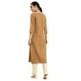 thumbnail image 3 of eloria Women's Fashion Solid Front Dori Tie-Up Neck Design Kurti, Fabric : Cotton, Color : Light Brown, Size : Small, 3 of 5