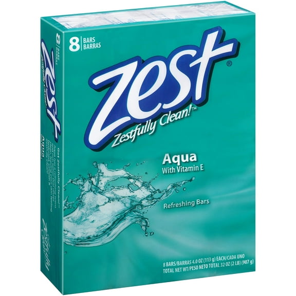 (PACK OF 24 BARS) Zest AQUA Deodorant Bar Soap with Vitamin E. All-in-one exfoliating & moisturizing soap Leaves Skin Smooth & Radian! Great for Hands, Face & Body! (24 Bars, 3.2oz Each Bar)