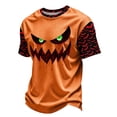 thumbnail image 6 of Fabrcox S-4XL Halloween Men&nbsp;shirts Funny Ghost Pumpkin Moon Mens T Shirts Graphic Fall Winter Festival Corduroy Raglan Men Short Sleeve Shirt Orange XL, 6 of 7