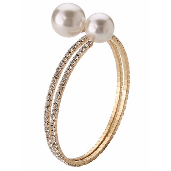 Efulgenz Cubic Zirconia Pearl Wrap Bracelet Bangle for Women and Girls Brides and Bridesmaid Gift for Her