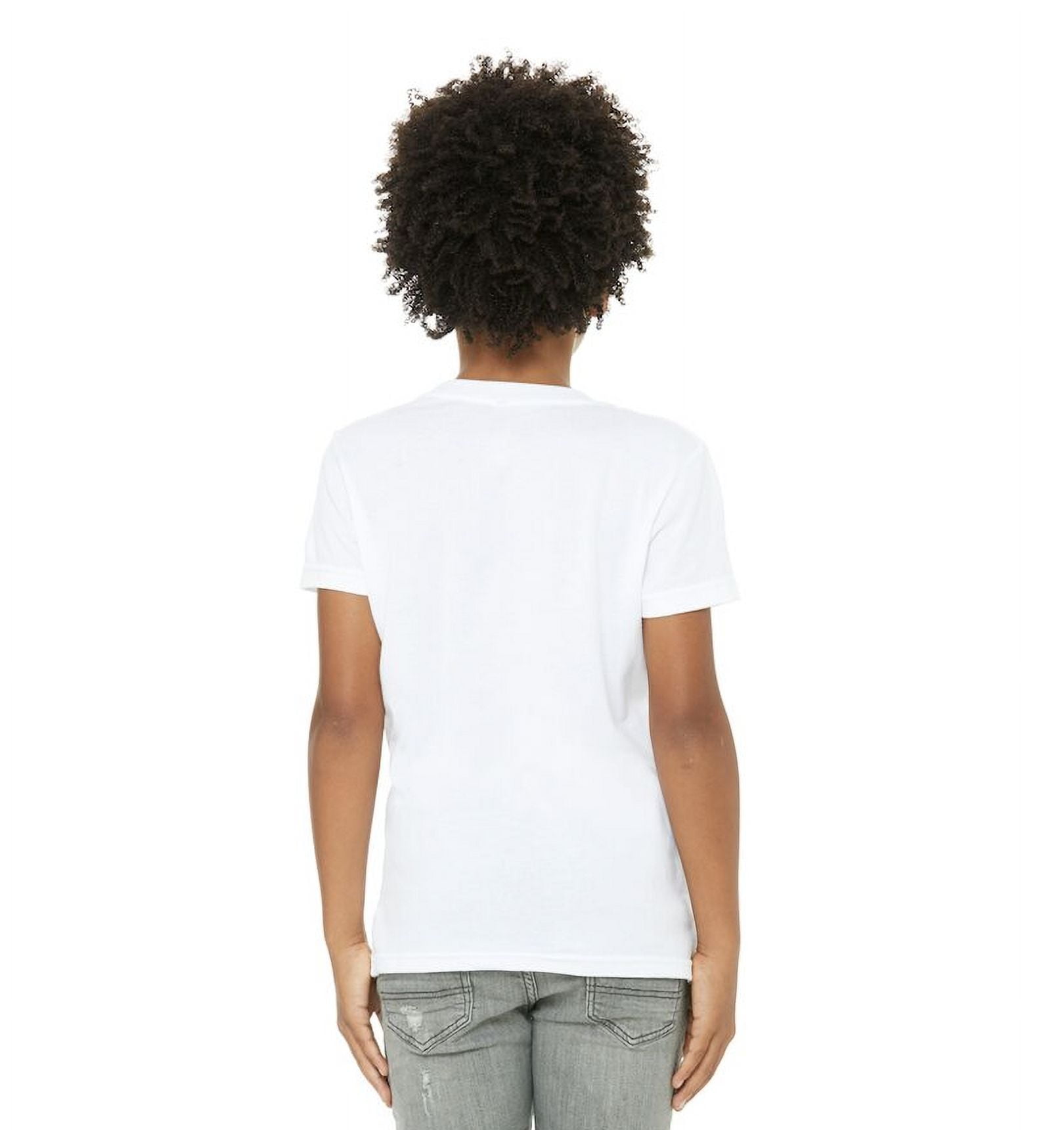 (3 pack) BELLA+CANVAS Youth Unisex Short Sleeve Crew T-Shirt – White Small Cotton Tee for Crafting, Personalization, Tie Dye & Everyday Wear