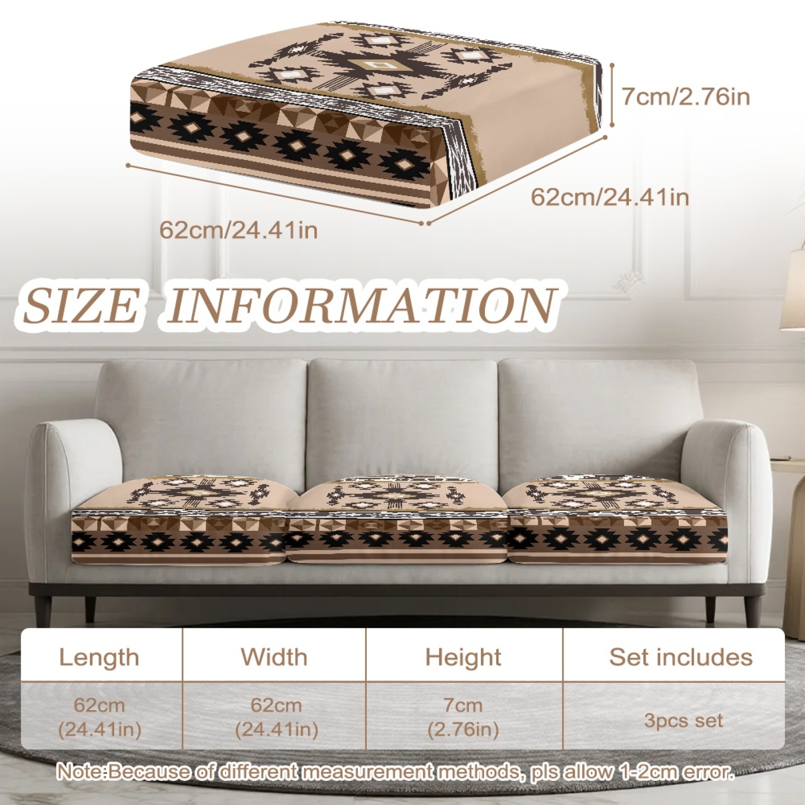 Xoenoiee Aztec American Tribal Print Sofa Couch Cushion Covers Replacement Couch Seat Covers Stretch Sofa Seat Slipcovers Washable Furniture Protectors Sofa Slipcover with Elastic Bottom