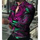 thumbnail image 1 of Camisa estampada para hombre con solapa degradada, manga larga, botones, ropa cómoda, suave, diseño de botones a la moda para exteriores, 1 of 6