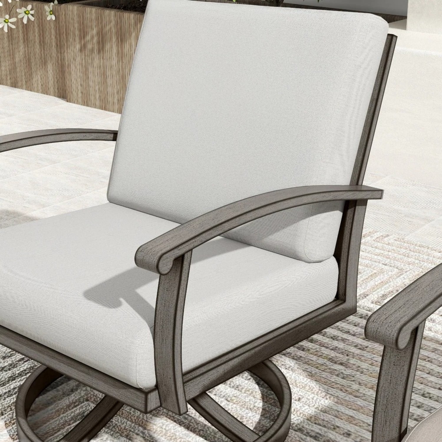 2-Piece Aluminum Outdoor Swivel Chairs with 5.1" Cushions, 360° Rotating Patio Chairs, Weather-Resistant for Garden, Balcony, Backyard