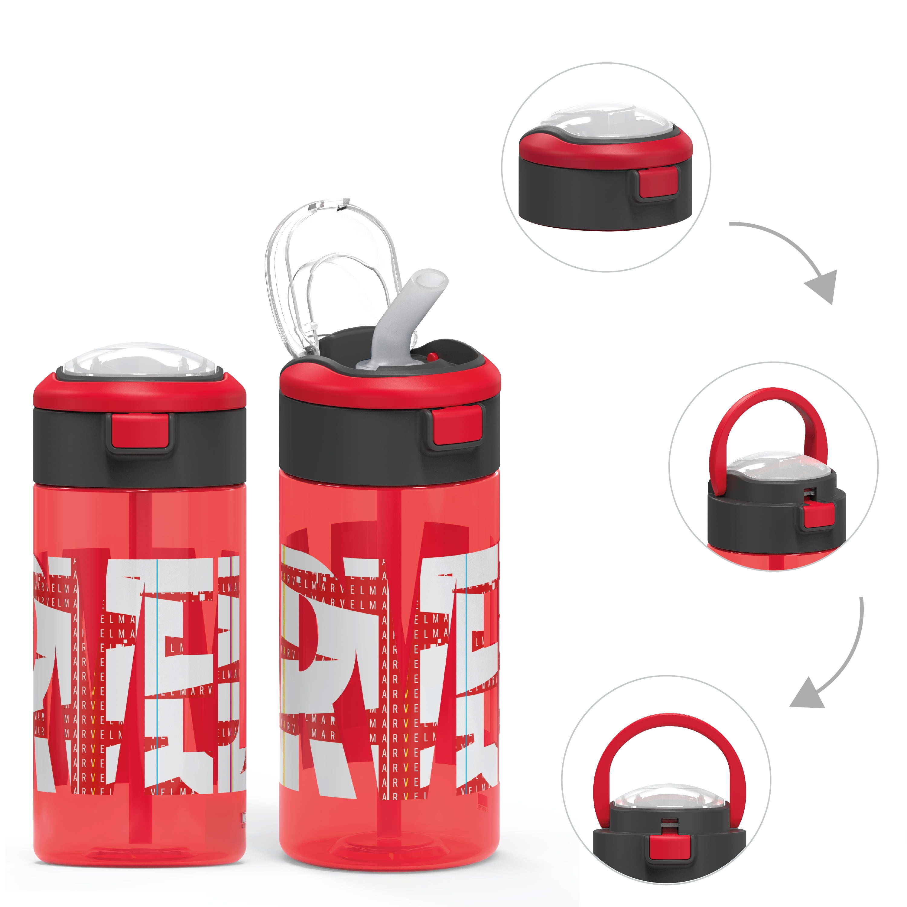 Zak Designs 18oz Marvel Kids Durable Plastic Water Bottle with