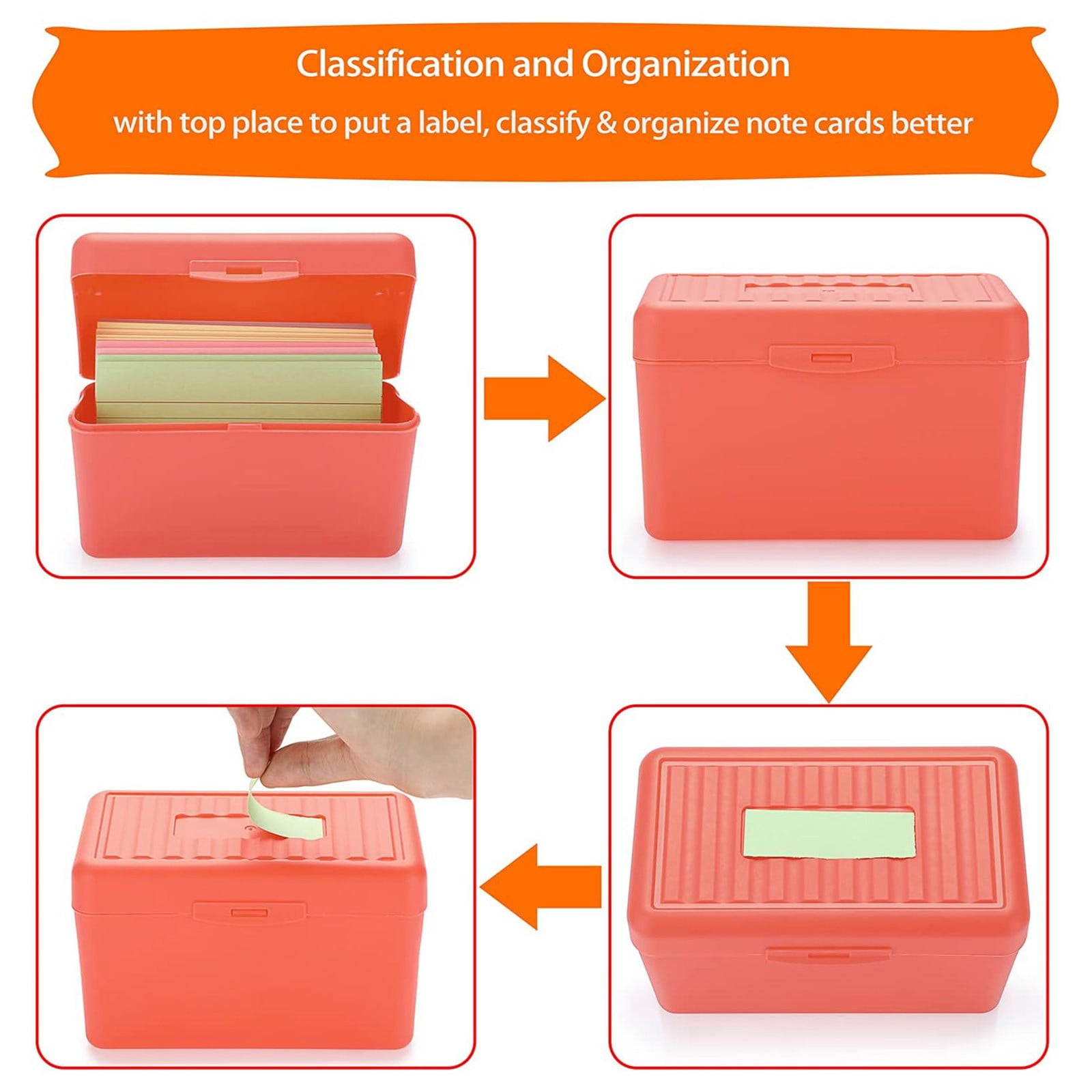 Boite Bois Boîte à Fiches En Bois Avec 150 Cartes Colorées - Range Cartes A7, Recettes Ou Notes Boites à Fiches