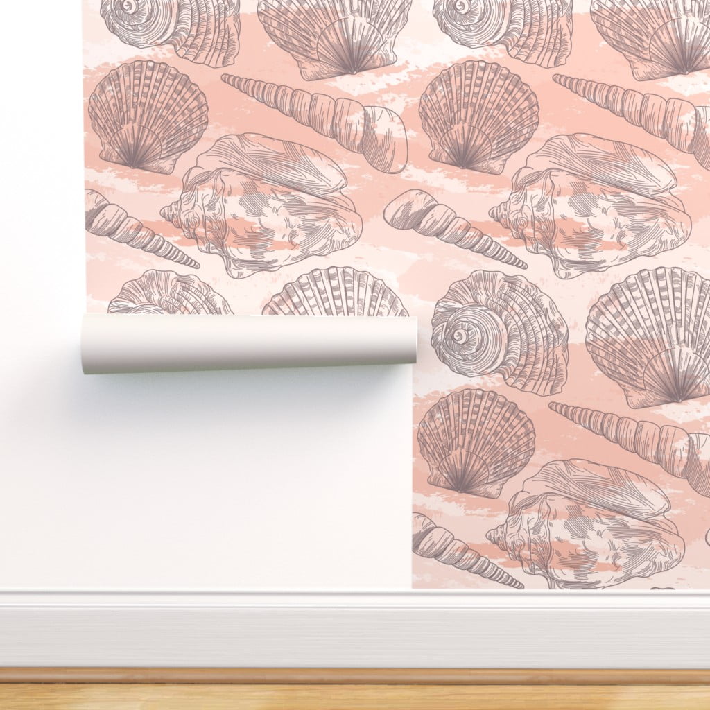 Peel & Stick Wallpaper 9ft x 2ft Seashell Pattern Beach Nautical