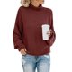 thumbnail image 1 of Suéter de mujer de gran tamaño, medio cuello alto, manga de murciélago, punto grueso, suelto, holgado, cuello alto, sólido, informal, jersey, , Vino rojo Yinane suéter de mujer de gran tamaño, 1 of 8