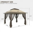 thumbnail image 2 of GAZEBETER 11' x 11' Pop up Gazebo with 4 Sidewalls Mosquito Netting-Waterproof and UV Resistant for Patios,Weddings,Beige, 2 of 9