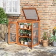 thumbnail image 2 of Outsunny Cold Frame Greenhouse with Wood Frame, 2 Shelves, Orange, 2 of 10
