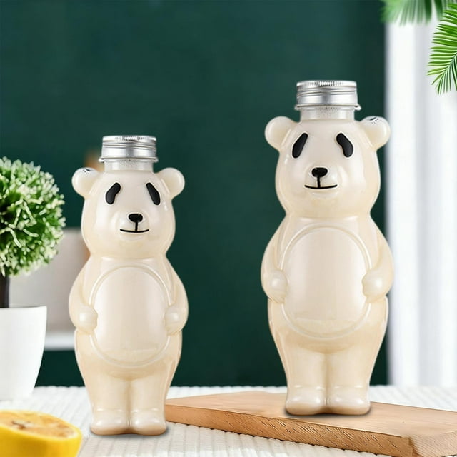 Botellas De Plástico Para Bebidas 1 Taza Para Beber, Bonita Botella De Té Con Leche, Diseño De Pandas, De Plástico Pet Grueso, Con Tapa De Aluminio, Transparente Rkxzt
