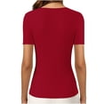 thumbnail image 7 of Nestiefly Womens Short Sleeve Shirts with Built in Bra V Neck Basic T-Shirts Workout Yoga Tops Athletic Shelf Bra Tops Padded Red 2XL, 7 of 7