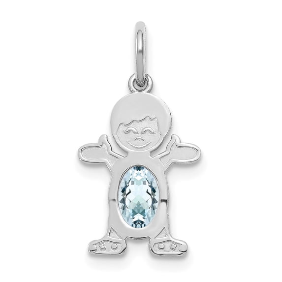 14K White Gold 6x4 Oval Genuine Aquamarine-March