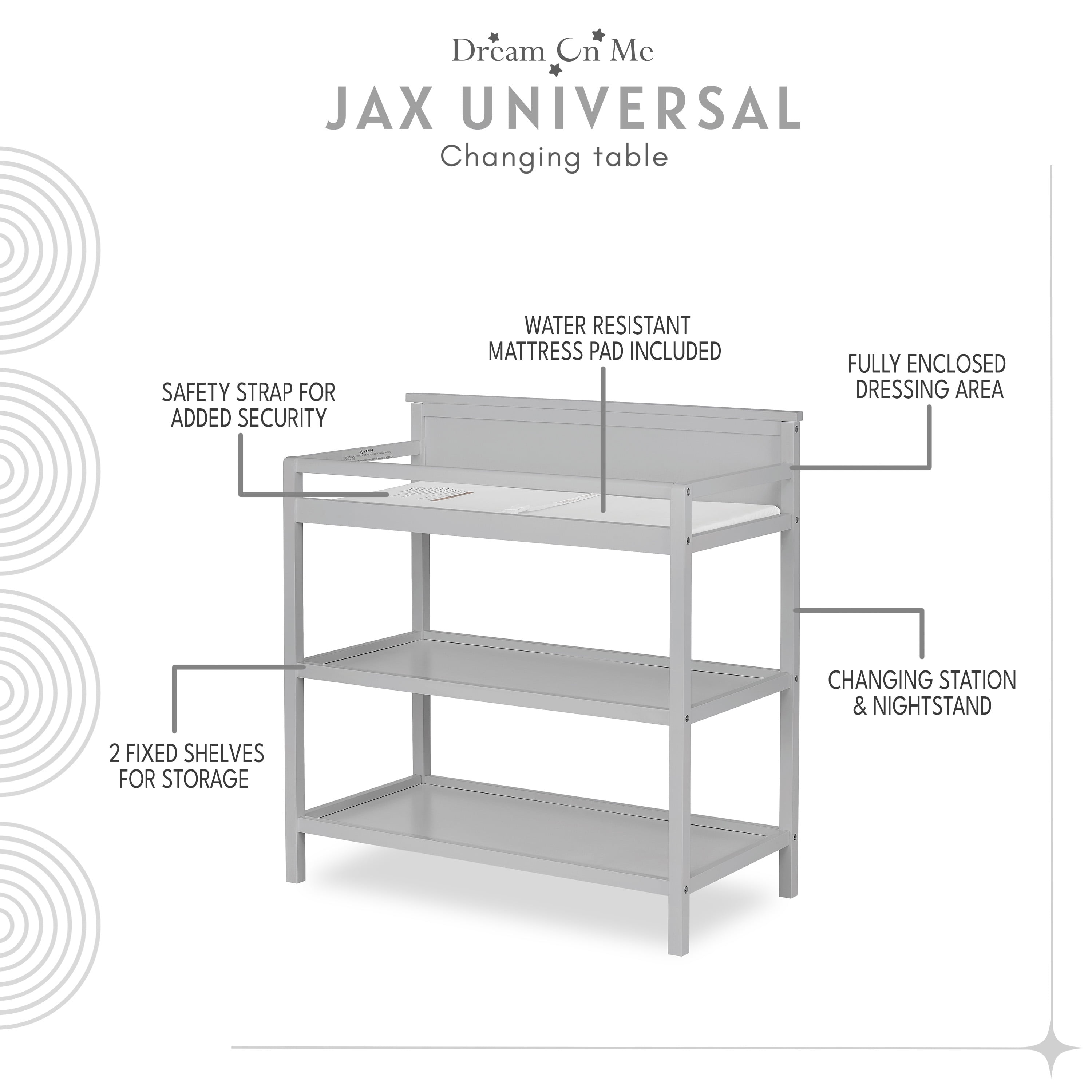 Dream On Me Jax Universal Changing table Grey