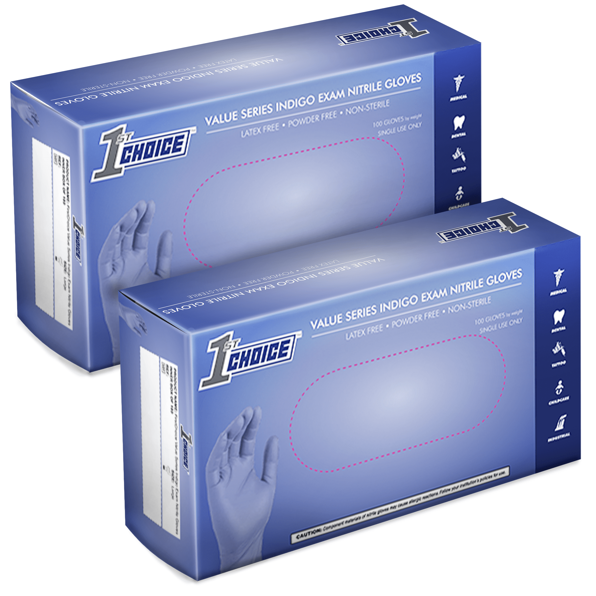 1st Choice Light Indigo Nitrile Disposable Exam Gloves 3 Mil Large 200