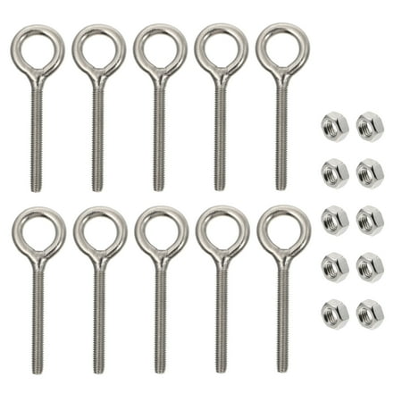 

1 Set 10Pcs Stainless Steel Screw Hooks Hanging Storage Hooks (Silver)